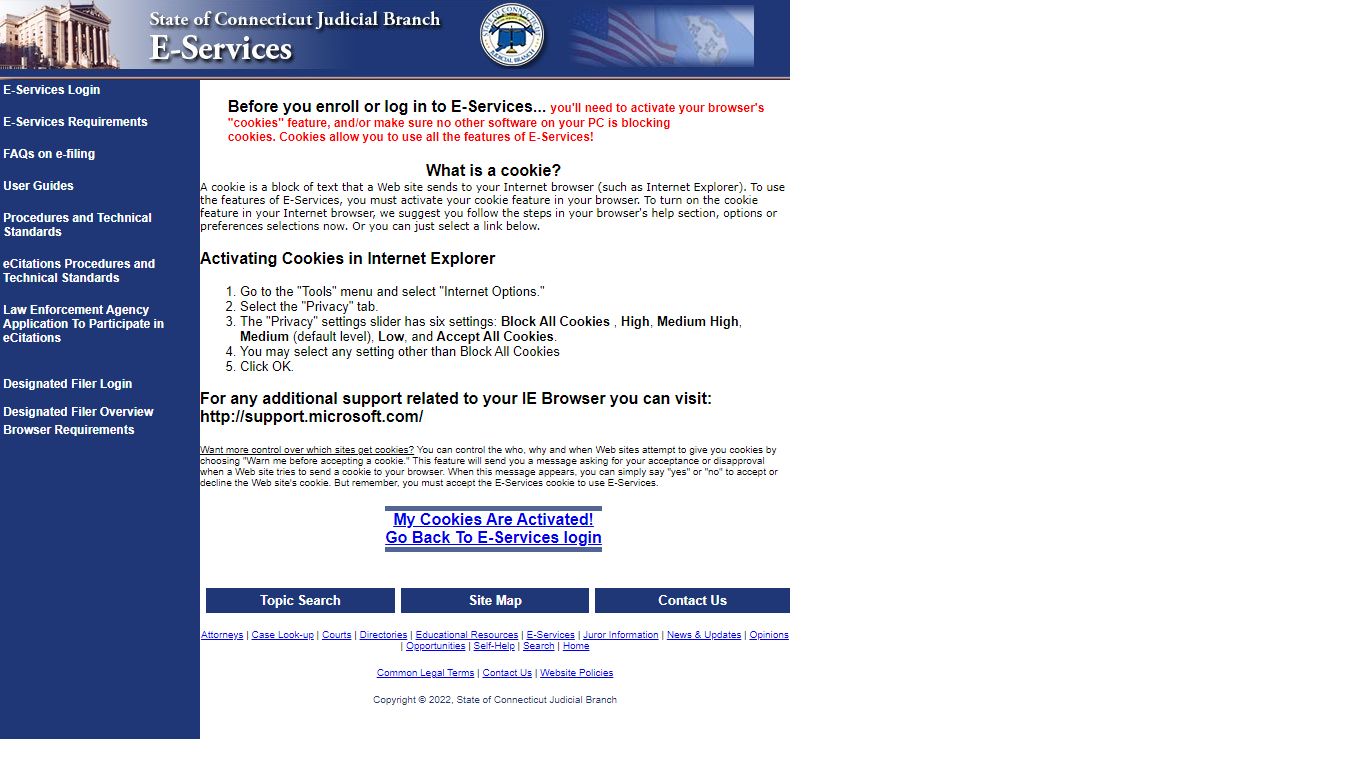 Connecticut Judicial Branch E-Services Login